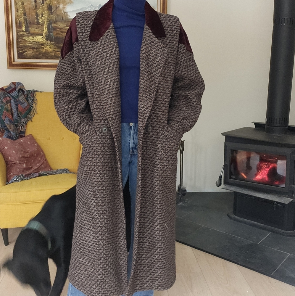 Vintage Brown and Burgundy Trench Coat